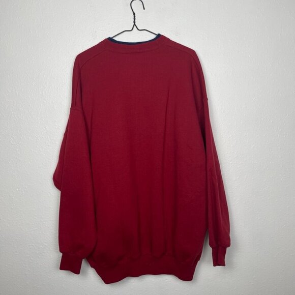 Vintage Top Stich 3x Red Patriotic Double Layered Collar Embroidered Sweatshirt - Picture 11 of 14